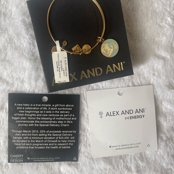 NWT Alex and Ani + Energy - Special delivery Stork Charm Bracelet 2014 edition - Picture 2 of 2
